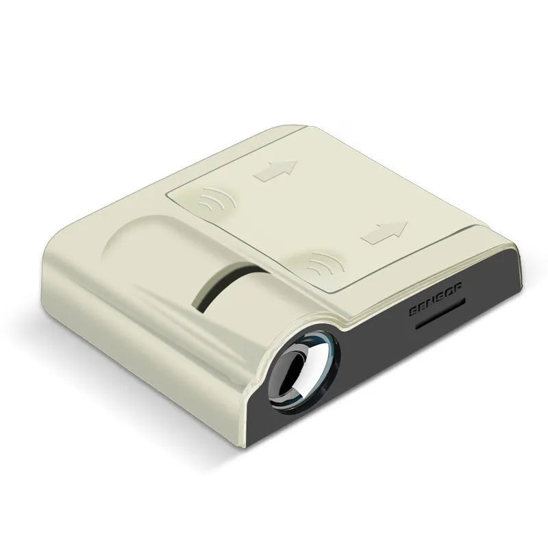 Beige and black car interior decorative radium projection lamp with ABS plastic casing.