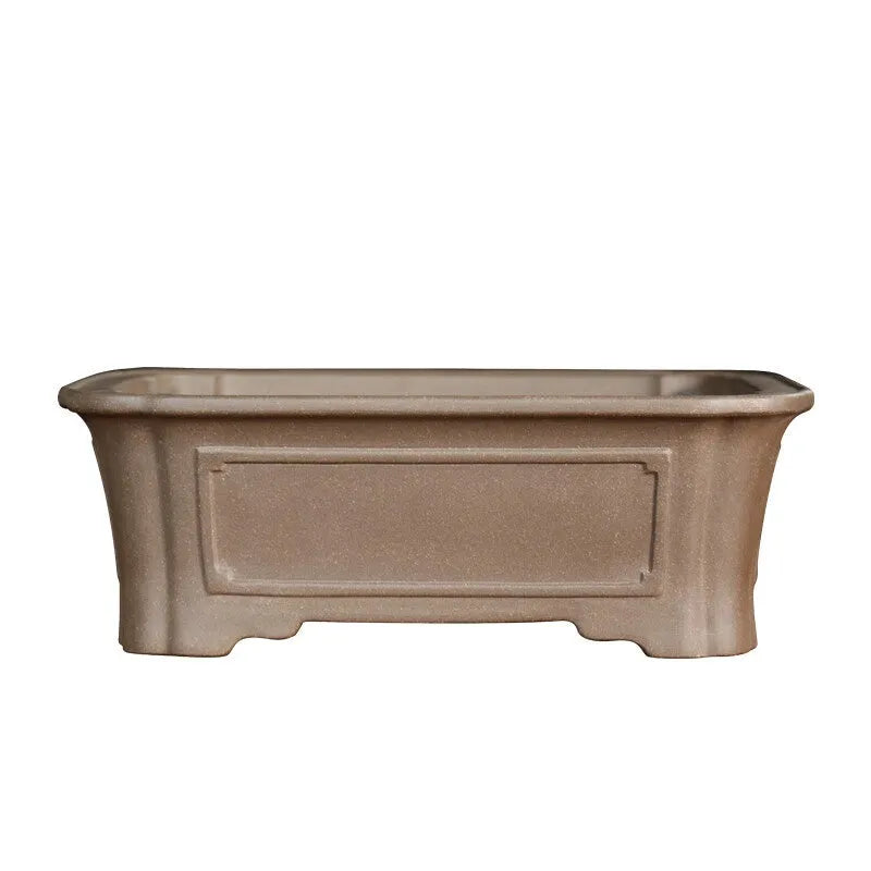 Purple sand rectangular antique bonsai manger with corner-cutting design for indoor outdoor plant display