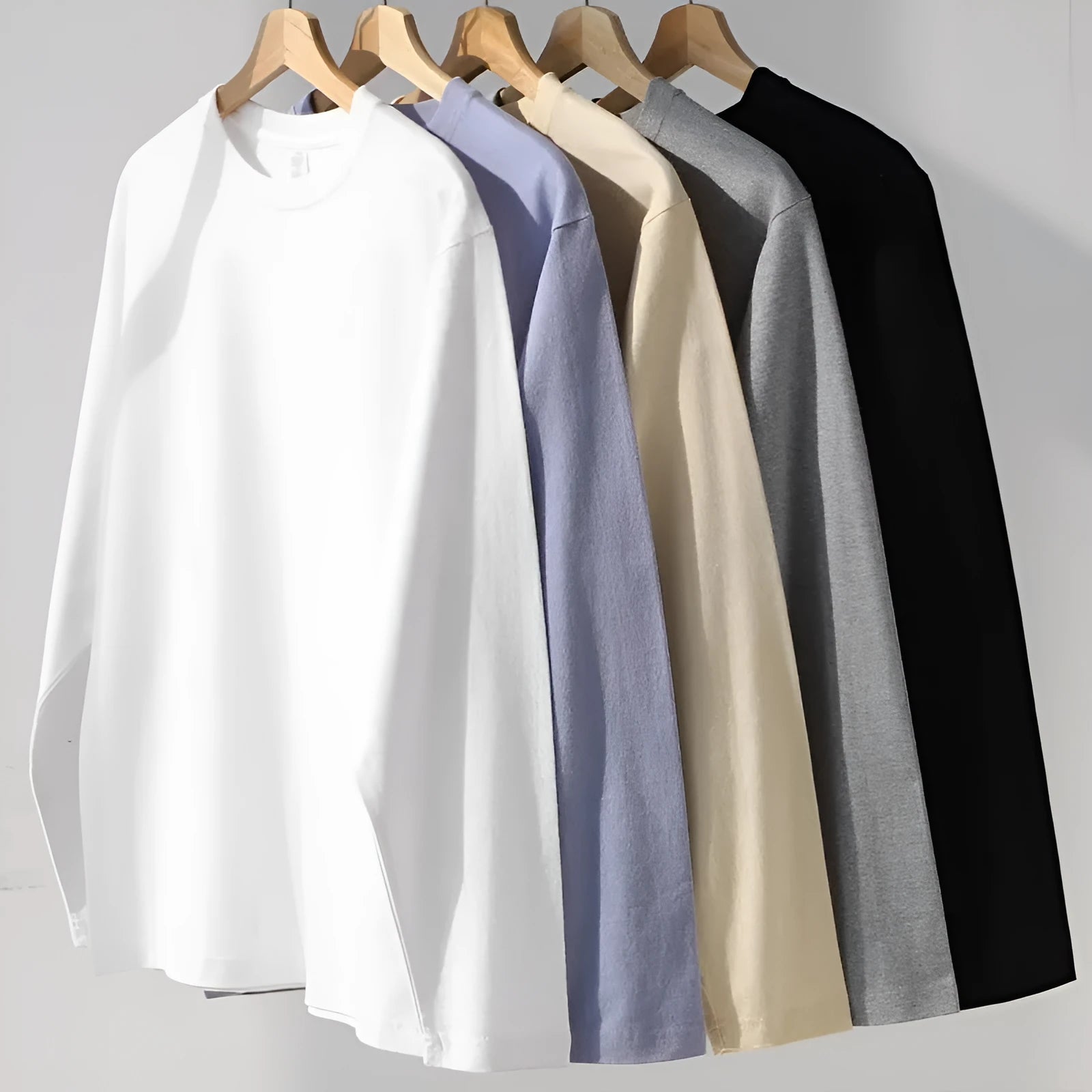 Men's Western style cotton base shirt in Haze Blue, long sleeve solid colour, front view
