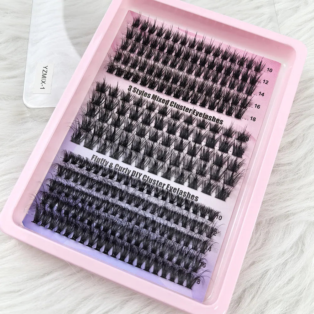 Large capacity high imitation material false eyelash storage box measuring 13.7cm long, shown with mixed lashes.