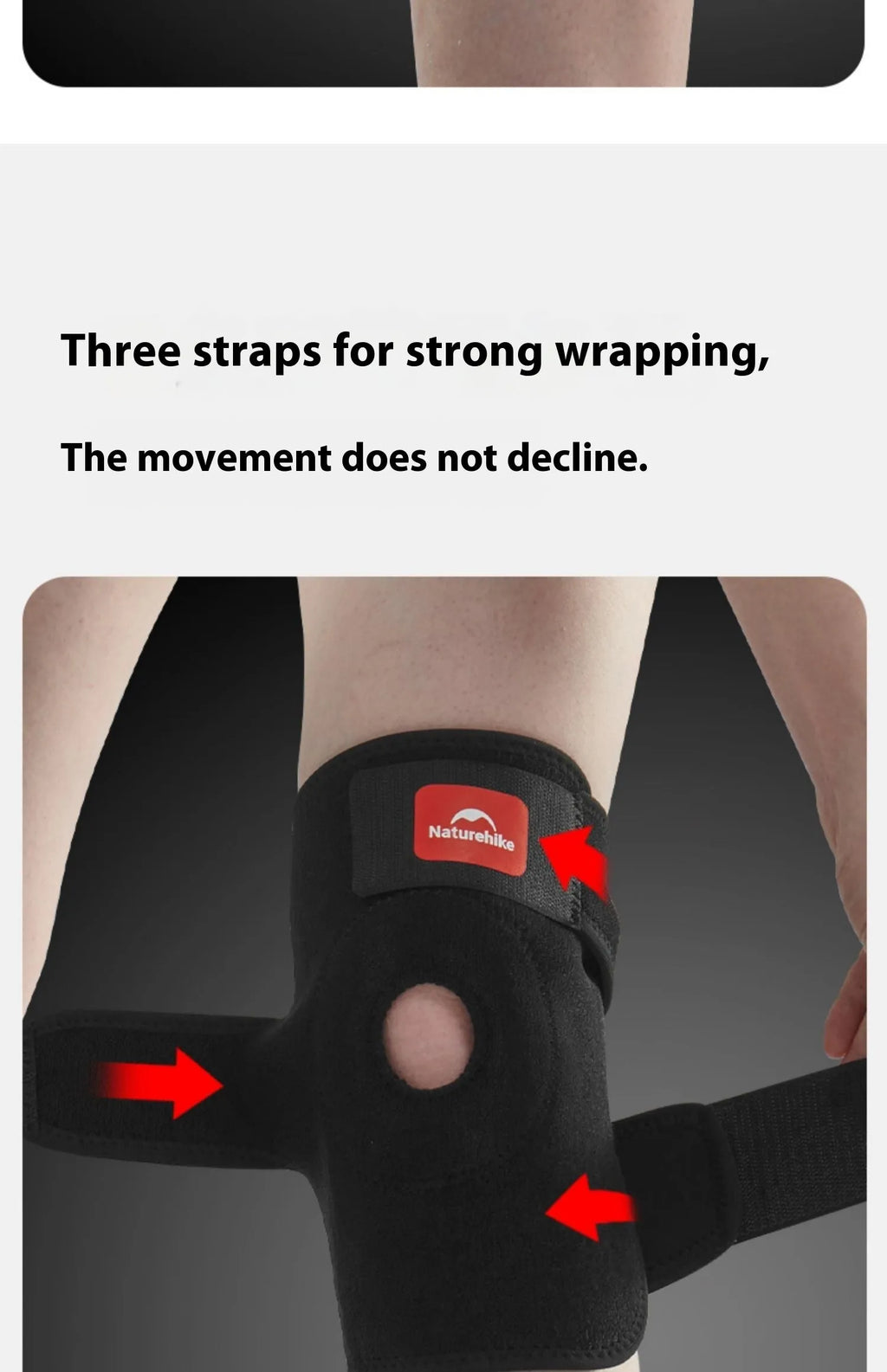 Outdoor hiking climbing knee pad in black, free size, unisex, expanded to 44.5x22.5cm