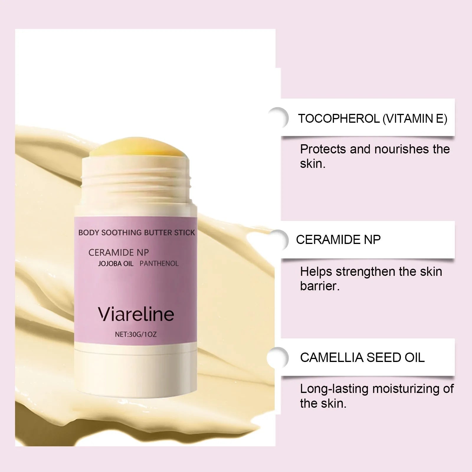 Anti-Wrinkle Firming Body Soothing Stick 30g in a white twist-up tube on a neutral background