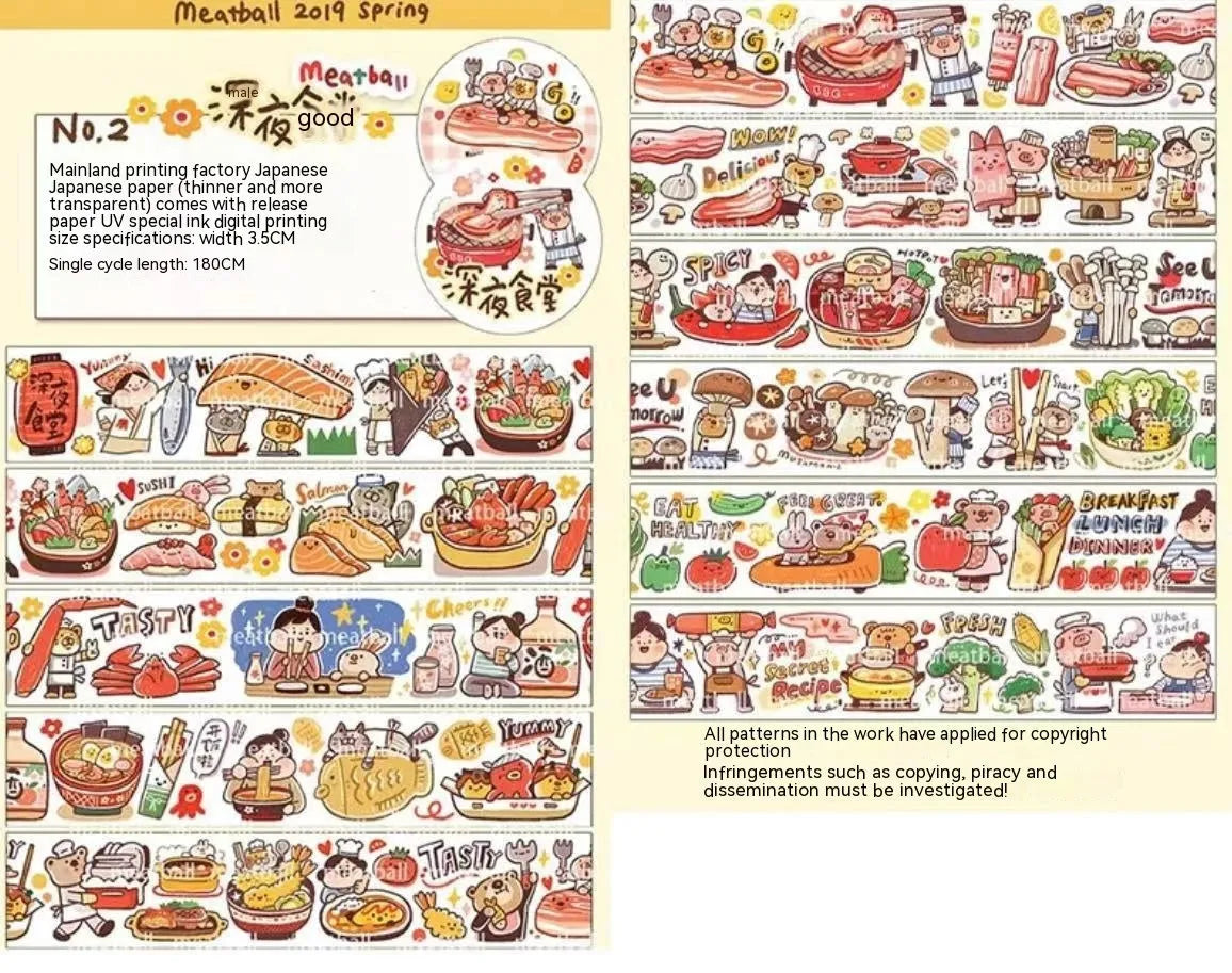 Sheet of cute cartoon character stickers for haemorrhoid tape packaging, printed on Japanese paper.