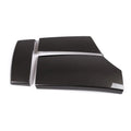 Three black ABS armrest protective covers with carbon fibre pattern for car centre console