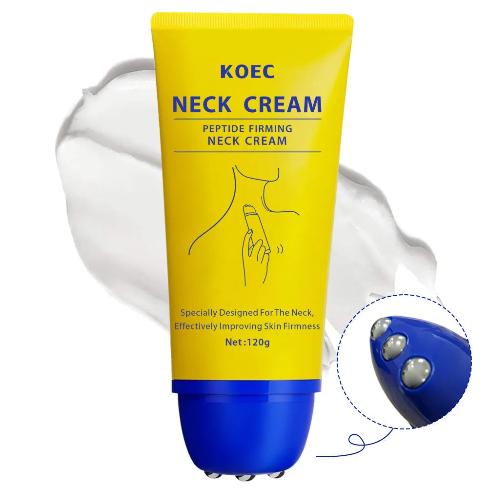 KOEC Polypeptide Moisturising Neck Cream 120g with steel ball applicator, light grain texture