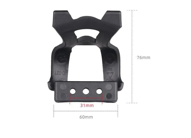 Pair of plastic spinning pedal foot holder covers with lashing straps and metal bolts on a black background