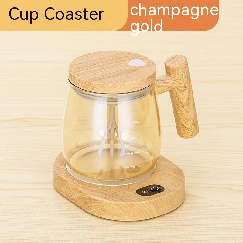 400ml clear borosilicate glass self stirring coffee mug with electric mixing base