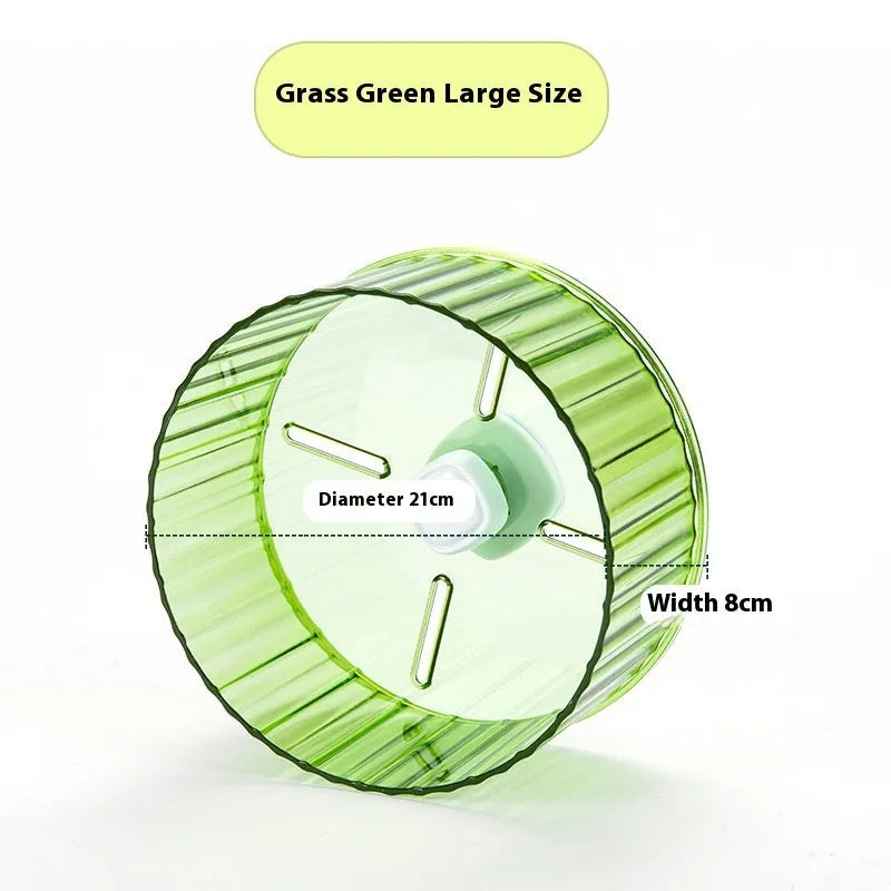 Plastic parrot wheel running toy in green colour, showing the rotating treadmill design for bird exercise.