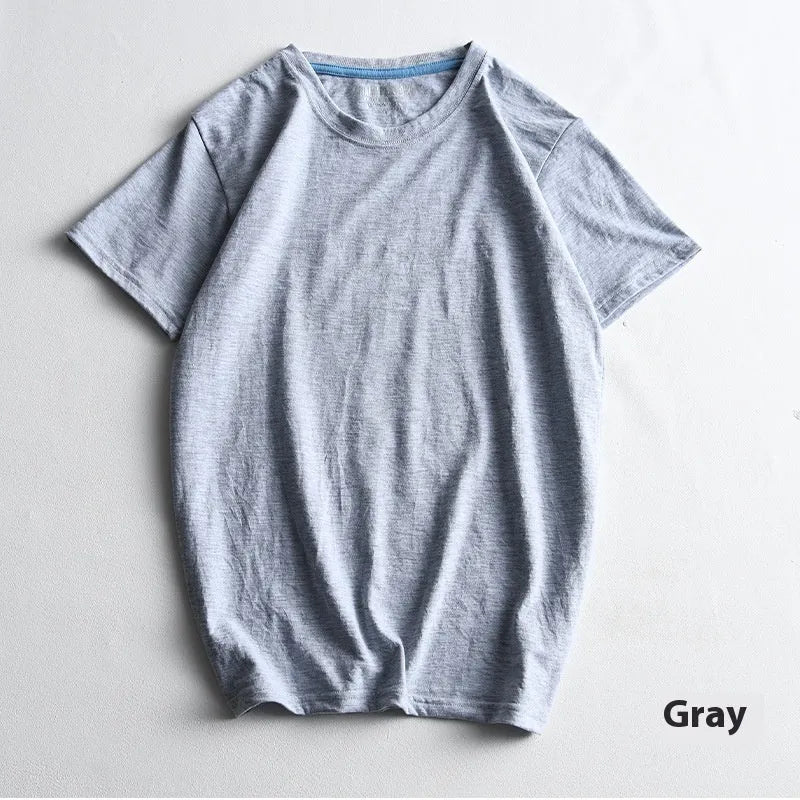 Men's solid colour combed cotton t-shirt with round neck and short sleeves