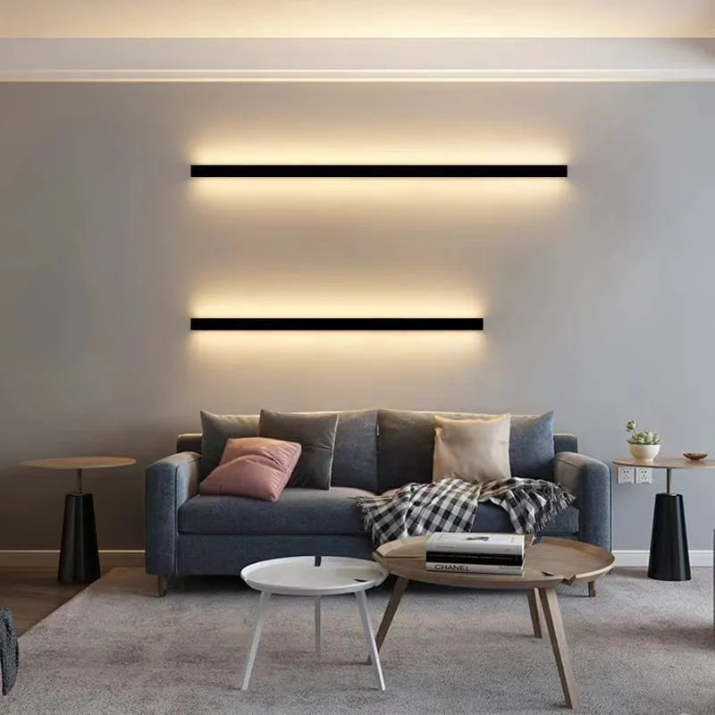 80cm black aluminium LED strip wall lamp with touch control for three colour temperatures