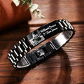 Titanium steel men's bracelet with heart-shaped curved pieces featuring electroplated lettering in black or grey