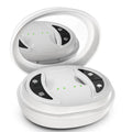 White wireless red light eye and face massager with EMS function and two-in-one design