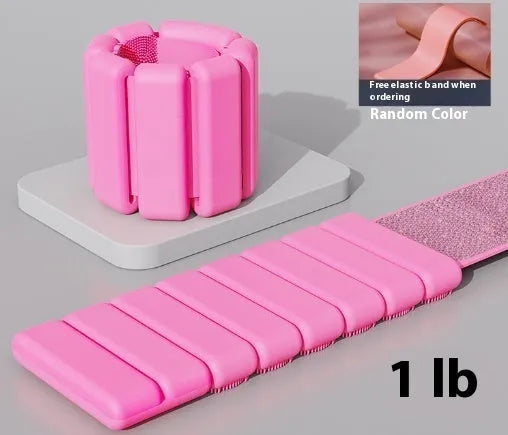 Fitness weight-bearing bracelet with detachable silicone weights and Velcro fastening in multiple colours