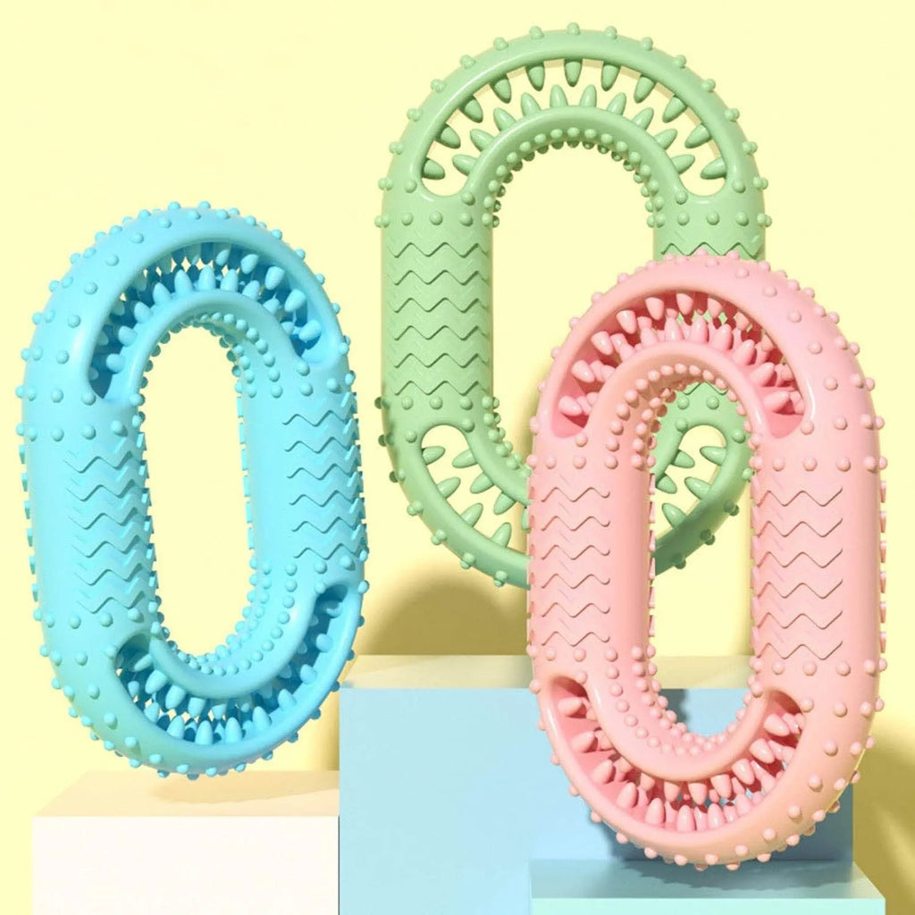 Blue O-ring shaped resistant dog chew toy for aggressive chewers and dental care