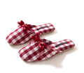 Sweet Ins style ribbon bow cotton cloth flat heel non-slip slippers in black and white