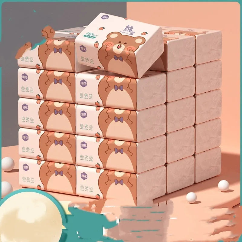 Paper extraction napkin full box with 30 packs of 5-layer natural wood pulp tissues 140mm x 170mm
