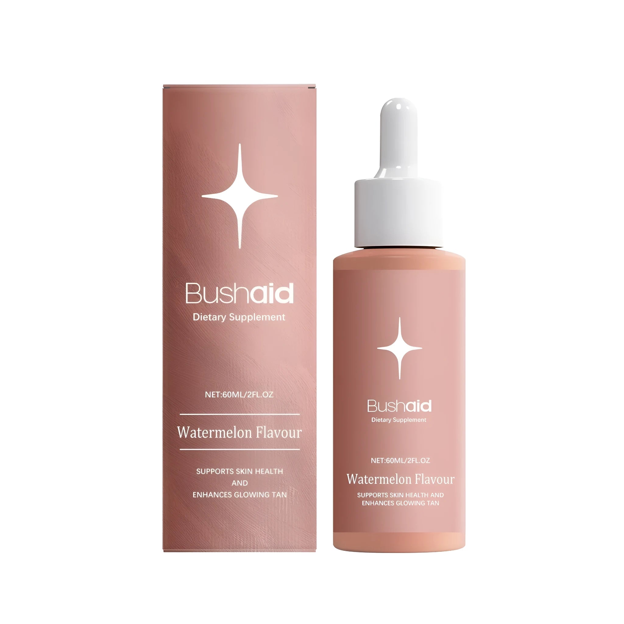 60ml bottle of clear liquid dietary supplement drops with a dropper, containing herbal and vitamin extracts.
