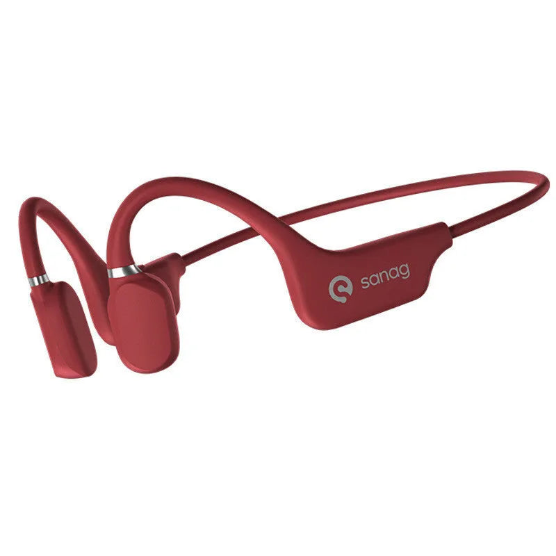 Bone conduction Bluetooth sports headset with neckband in six colour options including China red and retro green