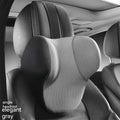 Memory foam car lumbar support pillow and matching headrest cover in knitted fabric