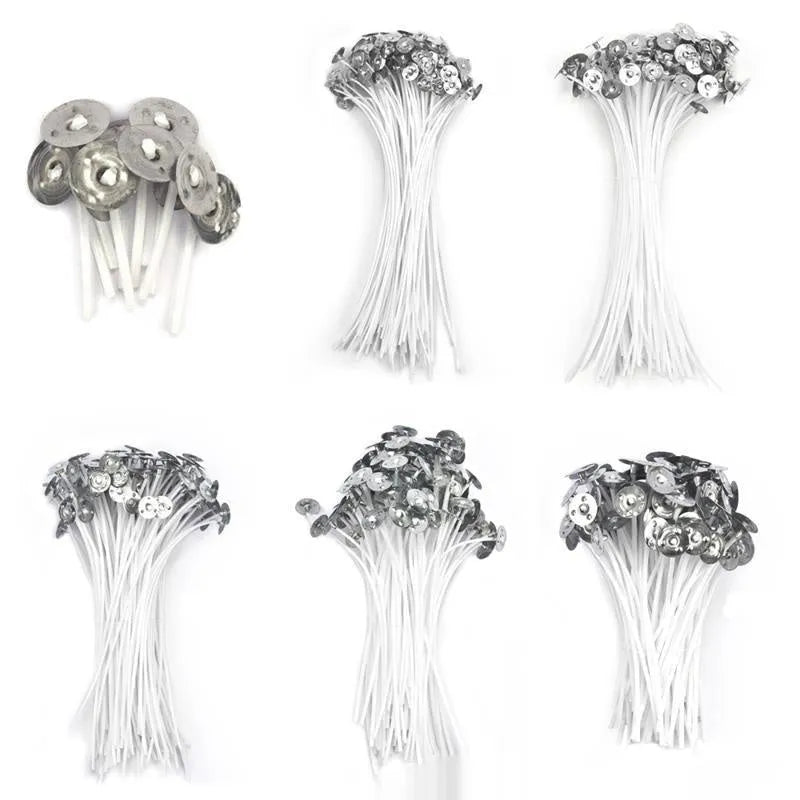 White cotton candle wicks in three lengths for DIY candle making