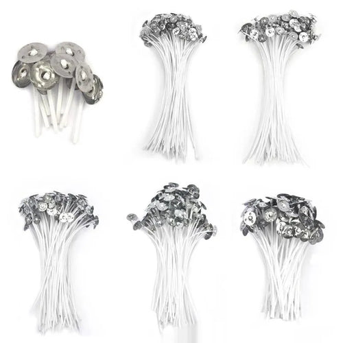 White cotton candle wicks in three lengths for DIY candle making