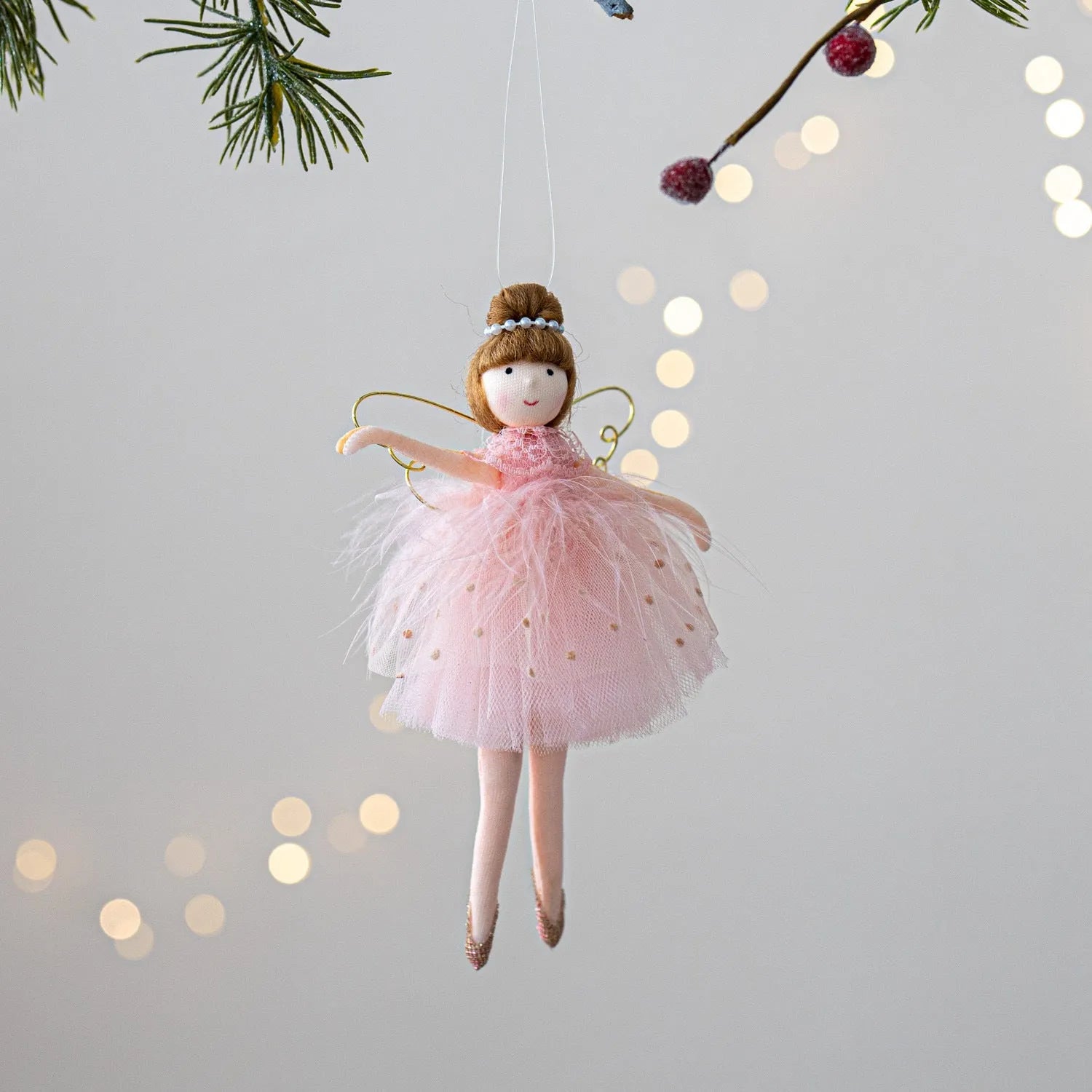 Pink or white cloth plush ballet girl angel doll pendant with hanging chain