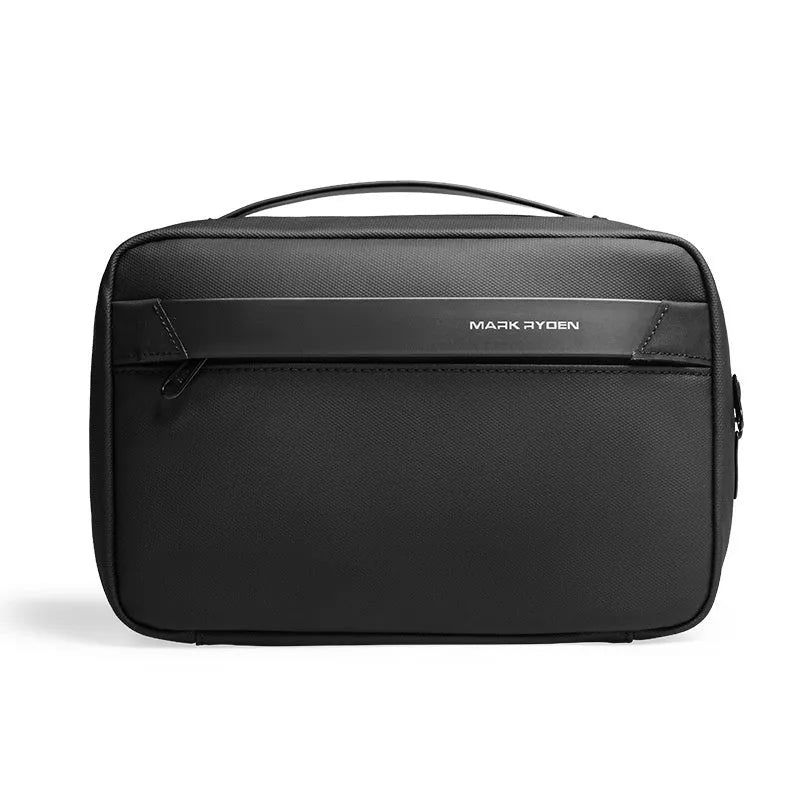 Oxford cloth multi-layer toiletries storage bag with wet dry separation compartments in graphite grey.