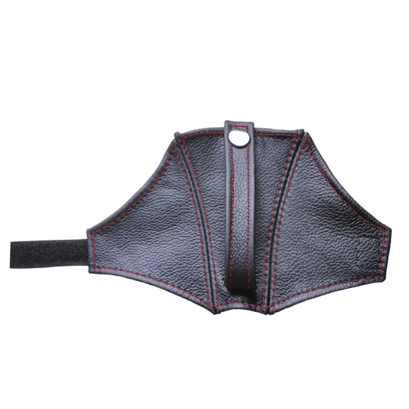 Racing seat belt leather buckle cover kit with black, red, blue, and grey straps for RECARO and Bride seats.
