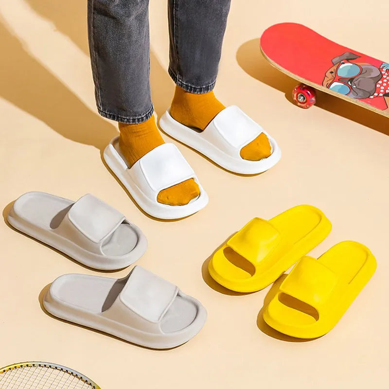 White EVA flip-flop slippers with thick 3.5 cm non-slip sole for bathroom use