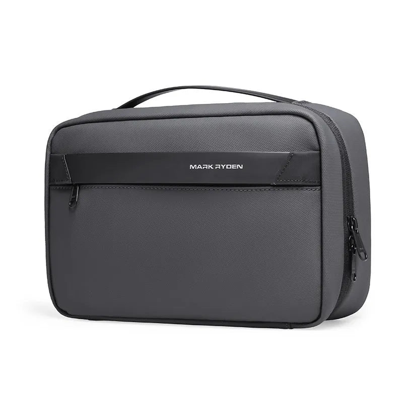 Oxford cloth multi-layer toiletries storage bag with wet dry separation compartments in graphite grey.