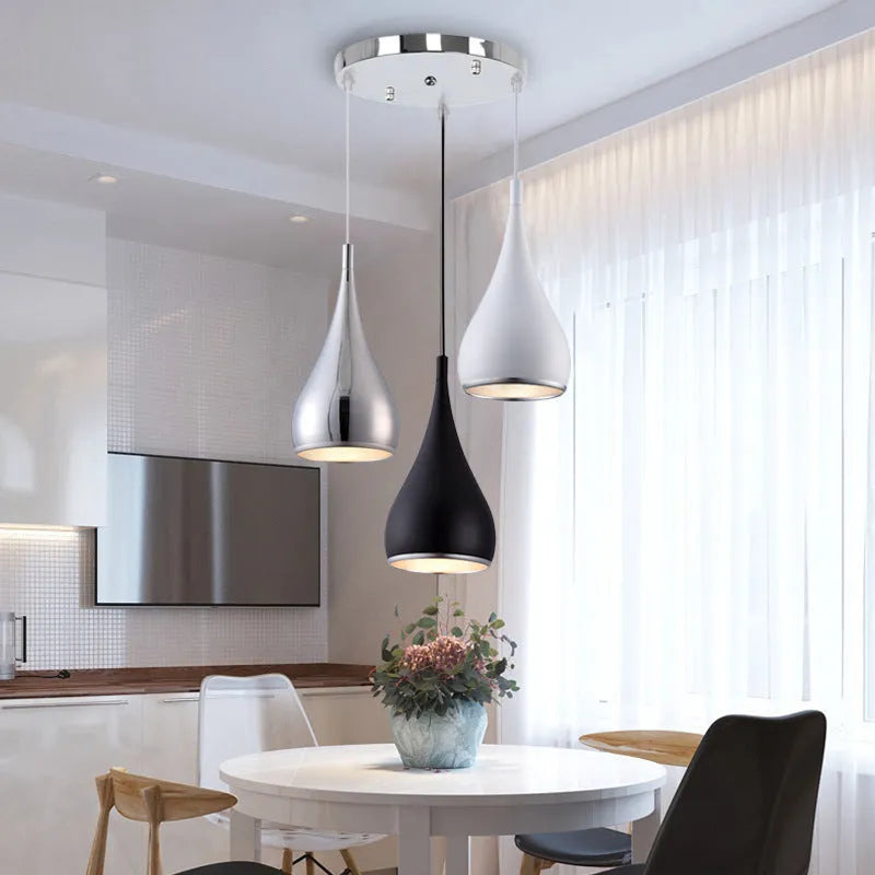 Iron minimalist restaurant-style chandelier with adjustable multi-head design in black finish