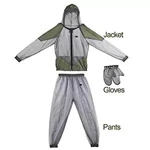 Men's anti-mosquito plaid mesh coat in gray for outdoor cycling and hiking