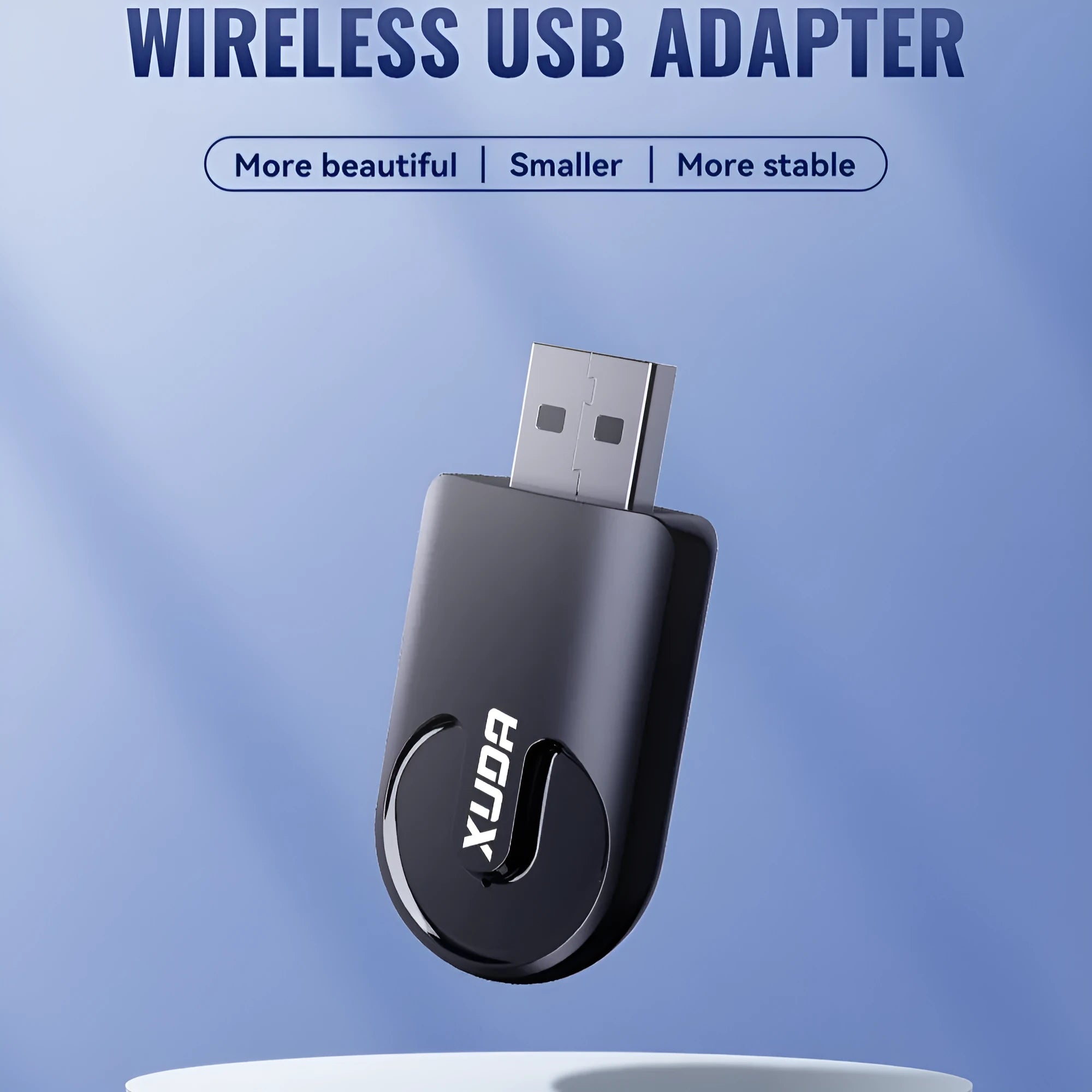 Black USB wireless CarPlay adapter with compact dimensions for vehicle dashboard installation