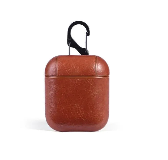 Genuine leather protective case for Apple Airpods charging case in black, brown, light brown and red colours
