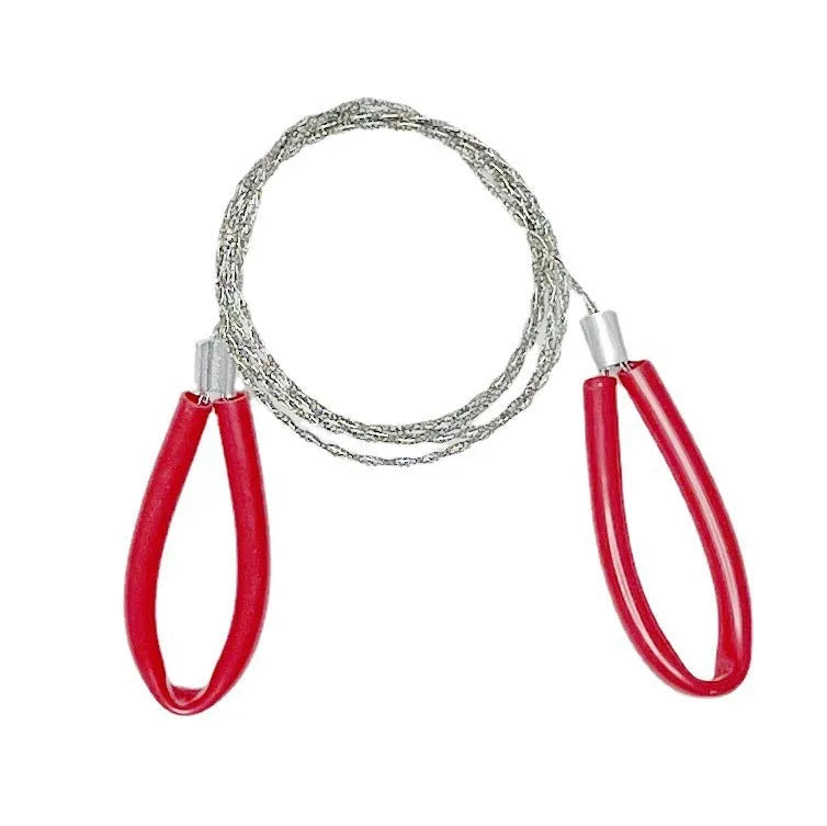 German stainless steel survival wire saw with leather case measuring 70cm total length