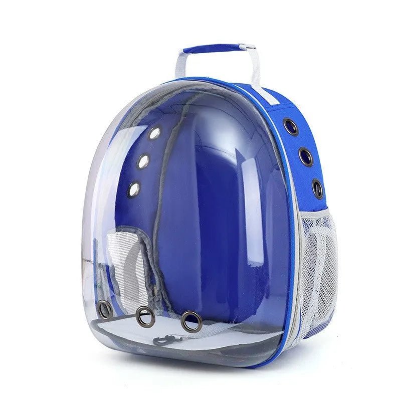 Polycarbonate pet carrier bag with side opening panel in medium capacity for cat transportation