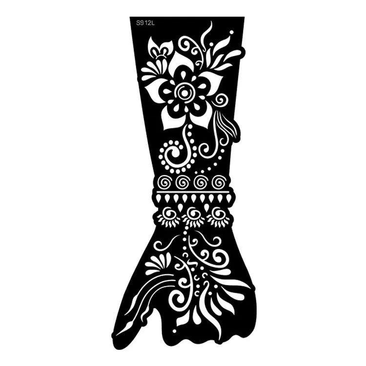 Pack of geometric hollow template tattoo stickers with machine-cut paper stencils for DIY art.