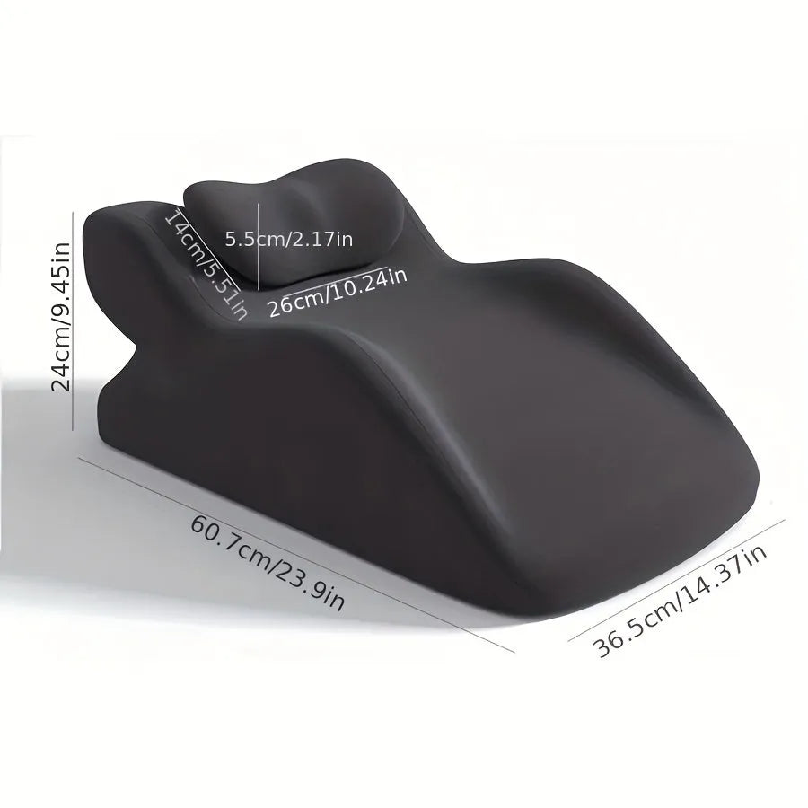 Stomach sleeper pillow for prone positioning shown in blue, dark grey, green, and light grey colour options.