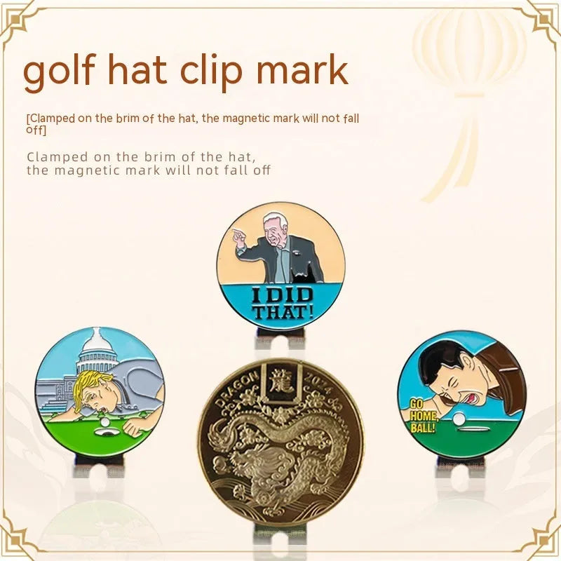 Black zinc alloy hat clip with dragon year design for golf accessories and personalisation