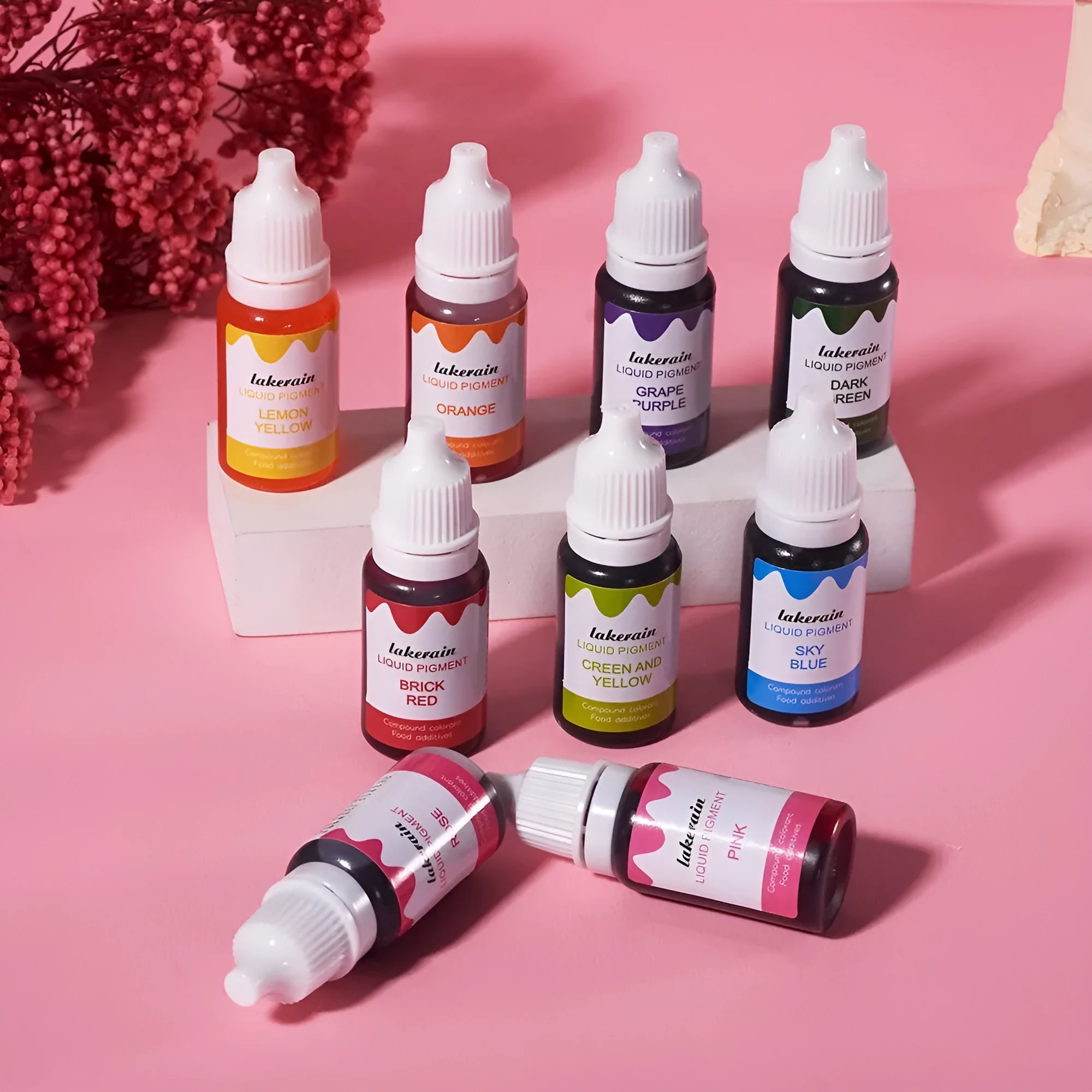 24 bottles of natural food colouring pigment in various colours for cake decorating and soap making