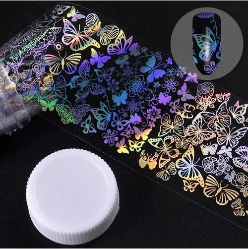 1 metre x 4 cm starry sky nail sticker roll with printed stars in plastic bottle outer box