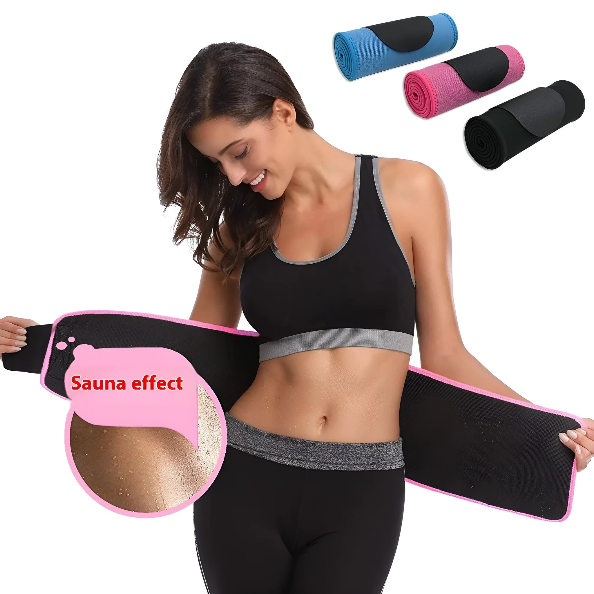 Neoprene hot lumbar support belt for fitness and running in black, blue or pink colours