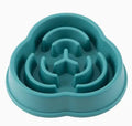 Anti-choke slow feeding dog bowl in plastic with anti-skid base, blue colour