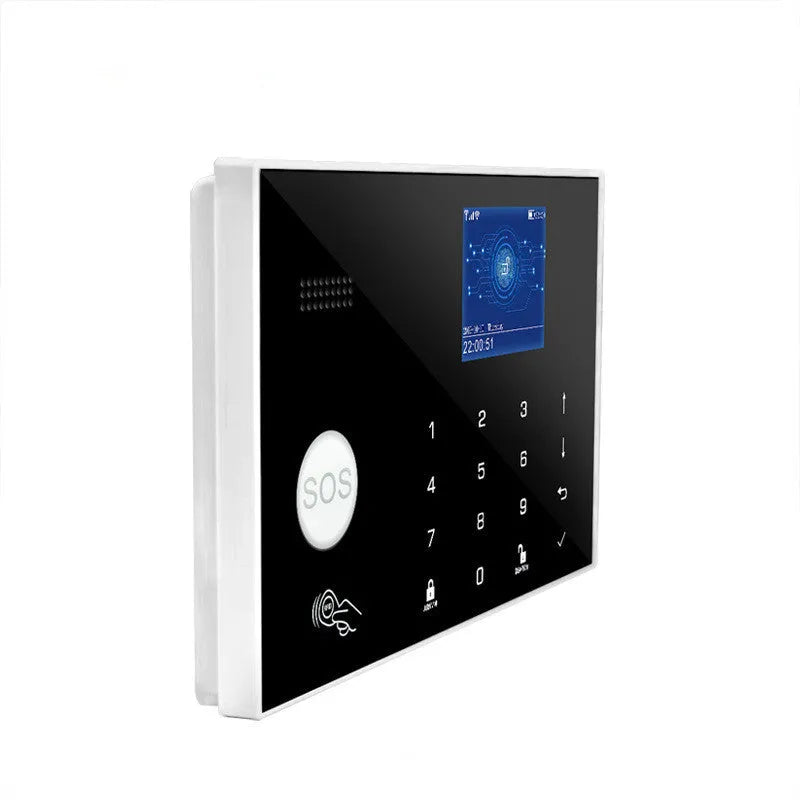 WiFi GSM touch button burglar alarm host unit with wireless security system capabilities