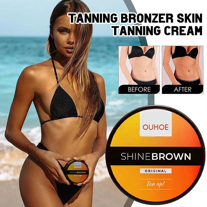 Intensive tanning cream with aloe vera gel in 50g and 100g containers for natural bronze tanning