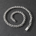 Men's titanium steel keel chain necklace with geometric shapes and antique silver finish