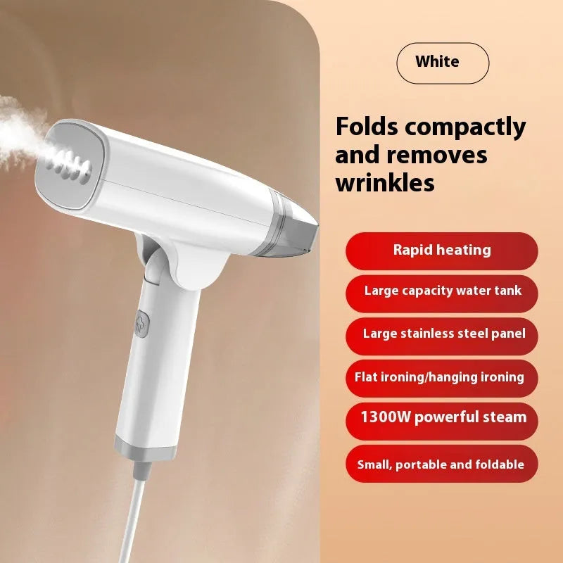 HB-668 handheld garment steamer in blue or white with mechanical controls and compact design