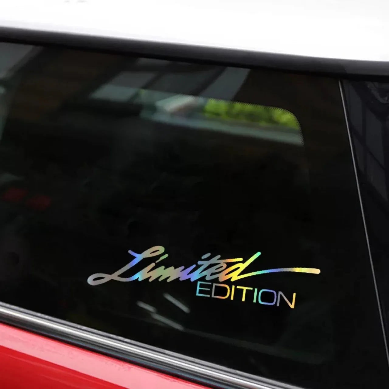 Black laser reflective car sticker with LIMITED EDITION text on a roll.
