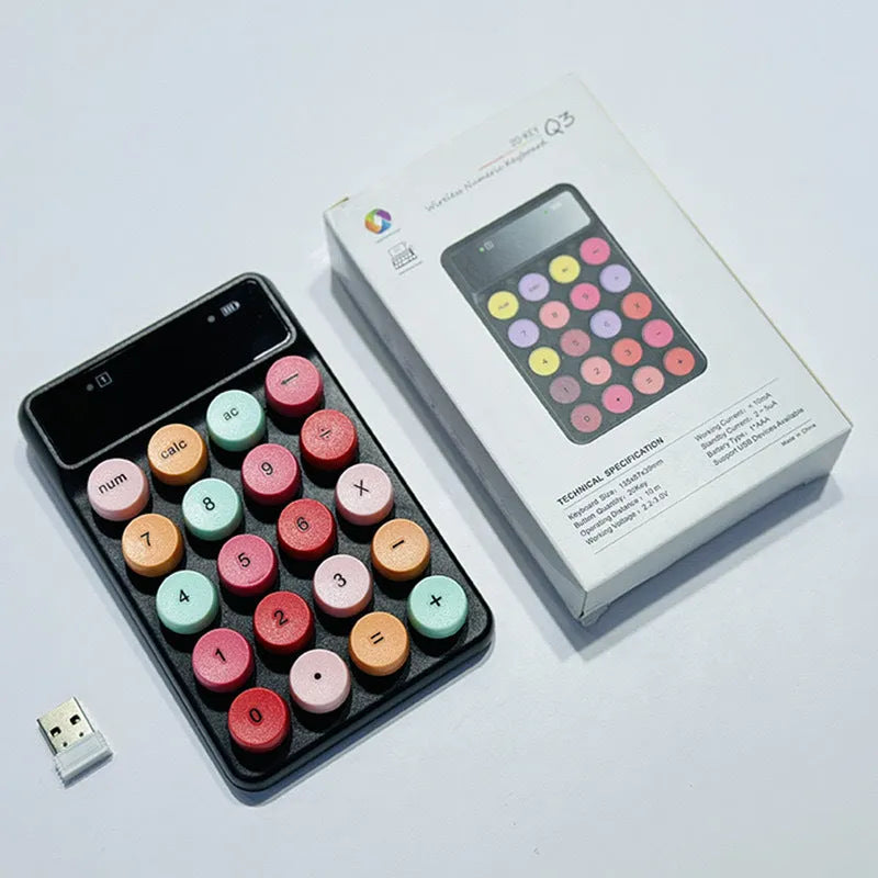 Mini portable wireless Q3 keyboard in mixed blue colour with Bluetooth connectivity