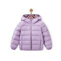 Children's nylon hooded down jacket in solid colour for boys and girls